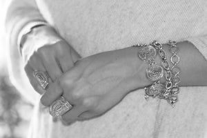 INDA Thick Beaded Edge Link Bracelet