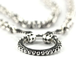 DASA Hammered Beaded Ring Decorative Bale Necklace 16"