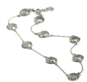 WEDA Round Floral Filigree Station Necklace 18 - 20"