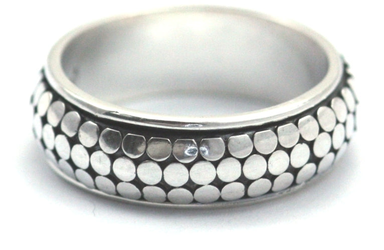 ANYA Triple Row Silver Dot Ring