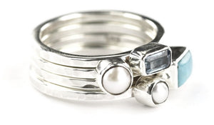 PADMA Set of 4  Gemstone Stack Ring Set